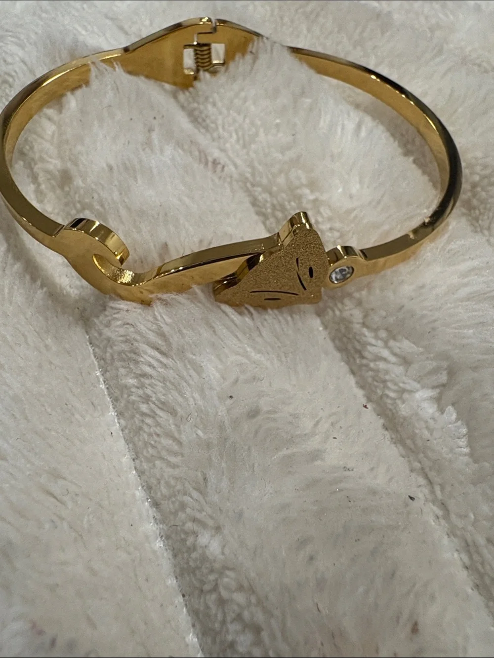 Gold Cat Accent Hinged Bangle Bracelet - Women's Jewelry